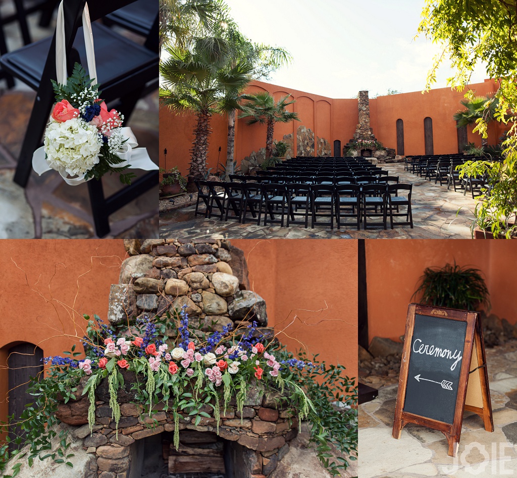 Outdoor wedding ceremony and flowers at Agave Real by Joie Photographie