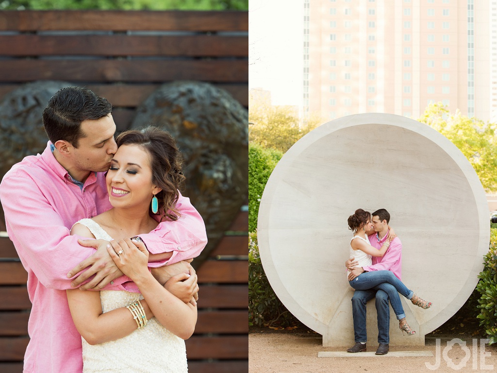 casual downtown houston engagement session at Discovery Green by Joie Photographie 