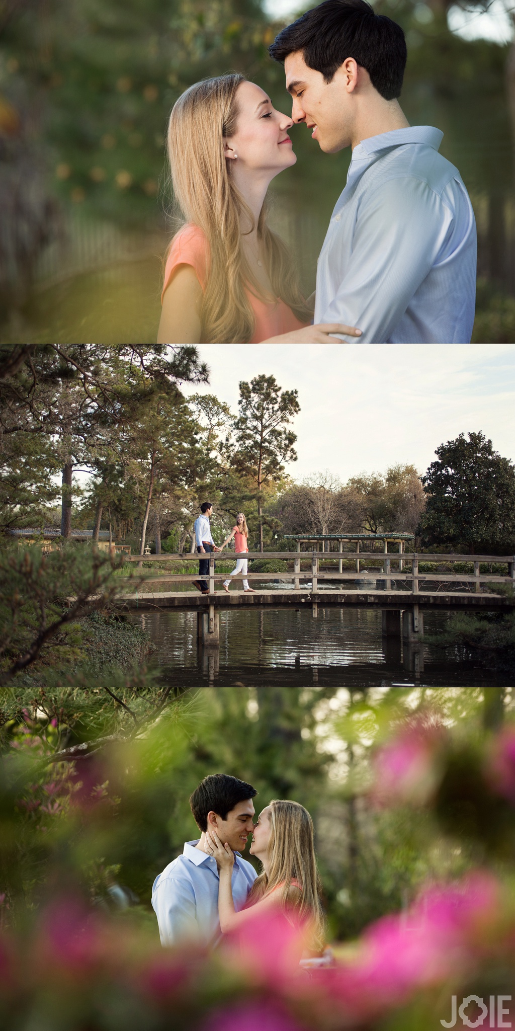 Laura and Phillip's engagement session at the Japanese Gardens in Hermann Park by Joie Photographie